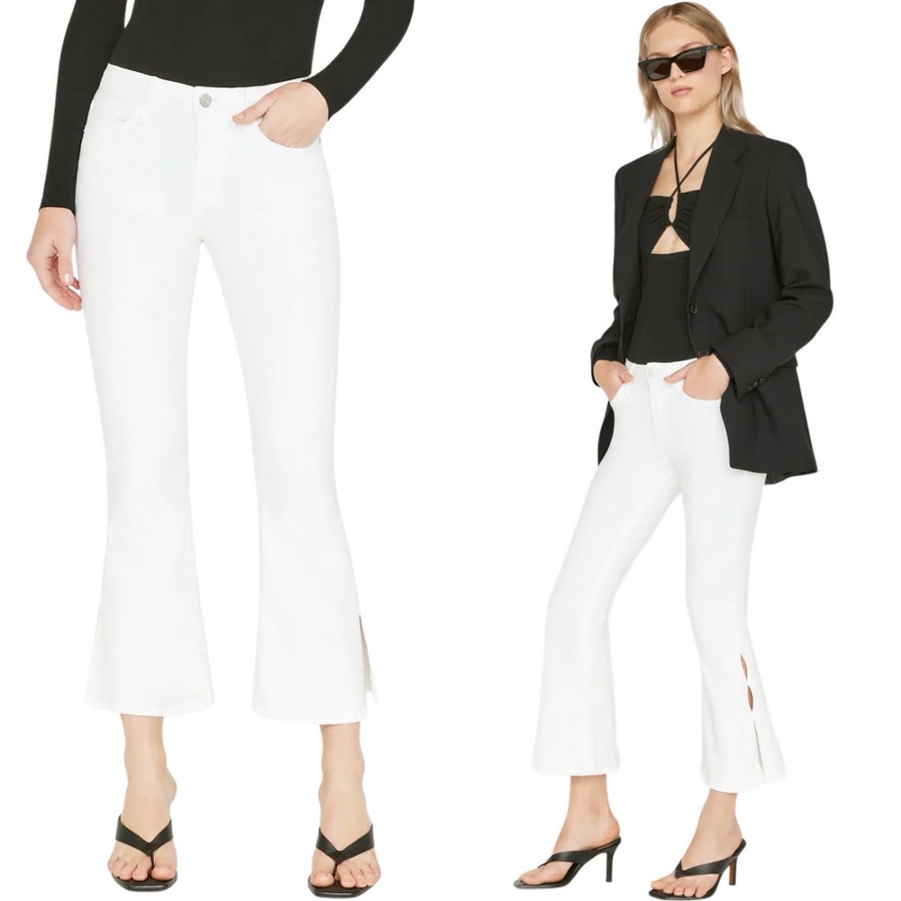 Frame Denim Le Crop Flare Mini Slits in in Blanc‎ - Picture 1 of 12